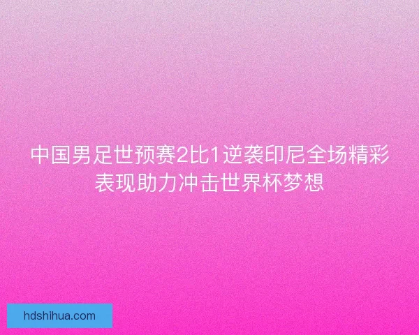 中国男足世预赛2比1逆袭印尼全场精彩表现助力冲击世界杯梦想