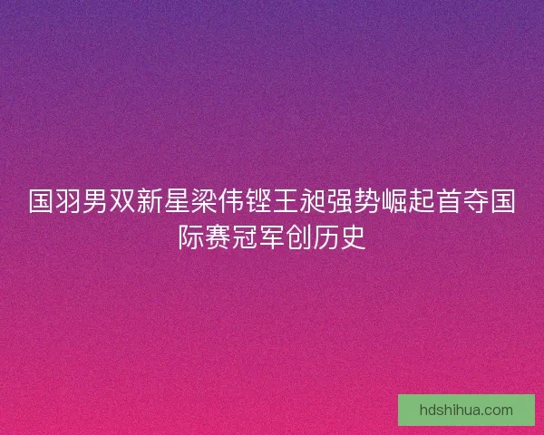 国羽男双新星梁伟铿王昶强势崛起首夺国际赛冠军创历史